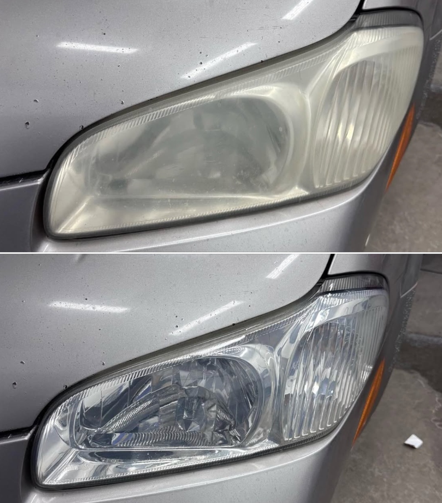 Sedan headlight restoration clarity polishing